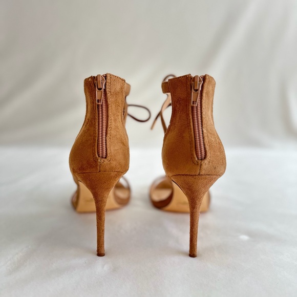 Camel Faux Suede Ankle Strap Heels - Picture 8 of 16